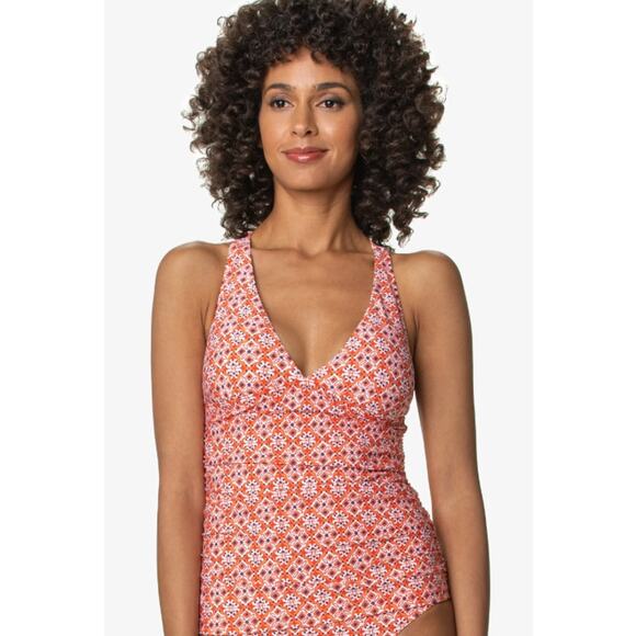 Helen Jon SZ M Convertible Tankini Top Heritage Tile Coral Top Only $160 - Picture 1 of 8